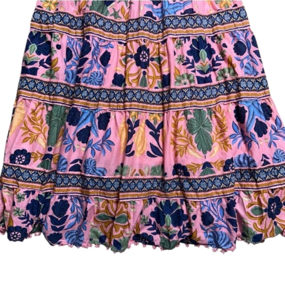 Farm Rio New Anthropologie Seashell Tapestry Midi Dress Pink Size S NWT - Picture 3 of 16